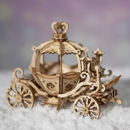 Rowood 3D Puzzles for Adults, Wooden Model Kits for Adult, DIY STEM Toy for Ages 14+ - Pumpkin Cart (182 Pieces) - style: Pumpkin Cart