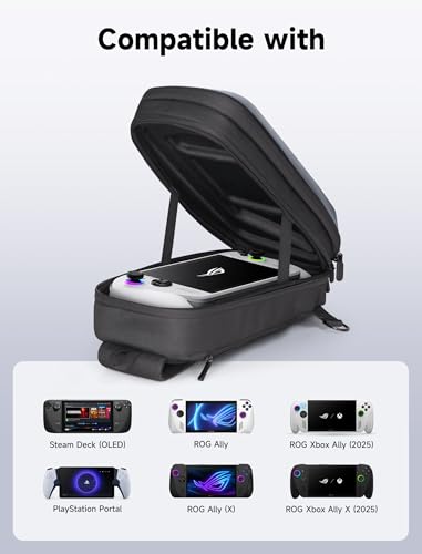 JSAUX Sling Bag for Steam Deck (OLED)/ROG Xbox Ally X (2025)/Xbox Ally/ROG Ally (X), Carrying Case with EVA Hard Shell, Double-layer Case for Docking Station & Accessories, Crossbody Bag for Travel