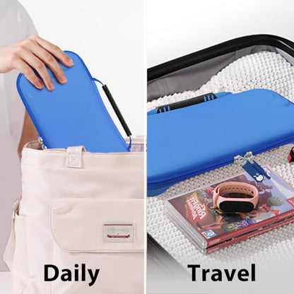 RAVEtone Travel Carrying Case Compatible with Nintendo Switch 2 Model 2025, Ultra Slim Premium EVA Portable Hard Shell Pouch Waterproof Game Bag with 16 Game Cartridge Accessories (Blue) - color: Blue, style: Slim