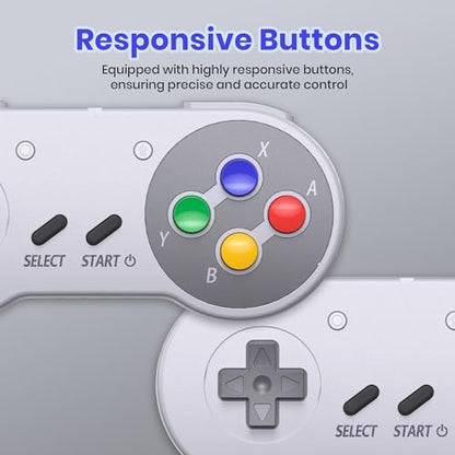 2.4 GHz Wireless SNES Switch Online Controller, USB Receiver, Compatible with Switch/Switch OLED, PC, Mac OS, Android, Steam Deck, Raspberry Pi (Rechargeable) (Plug and Play) (2 Pack) Multicolor - color: Wireless for Switch Multicolor
