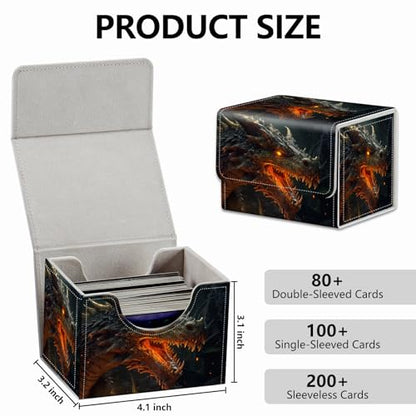 Strong Magnet Card Case Deck Box Mtg Card Box Playing Card Box Magic Deck Box Tcg Up to 200 Cards Creative Pattern Trading Card Storage Box for Collectible Card Games, Fire Dragon Roar - color: Fire Dragon Roar