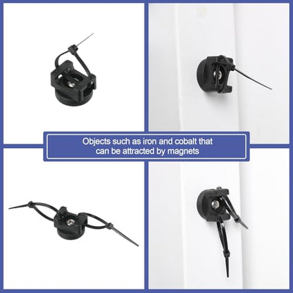 Yookeer 15 Pcs Magnetic Zip Tie Mount Base Black Magnetic Cable Clips Wire Holder Multipurpose Cable Ties Management Base Electrical Supplies for Wire (22 mm) - size: 22 mm