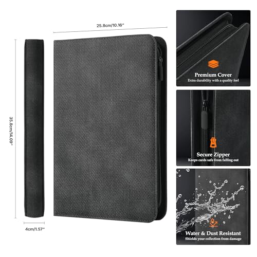 Trading Card Binder 9 Pocket - Premium Card Collection Binder for 360 Cards, Durable Side-Loading Card Album with Zipper, Perfect for TCG, MTG, and Sports Cards, Purple - color: Purple
