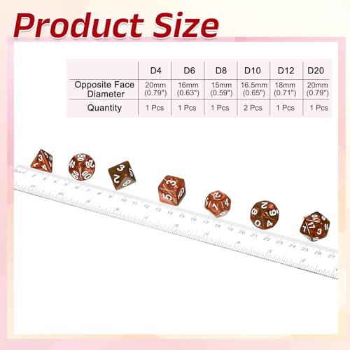 uxcell Polyhedral Dice Set, 7 Pcs Acrylic Dice for Role Playing Table Games Tabletop Gaming Accessories, Pearl Pattern Brown - color: Pearl Pattern Brown