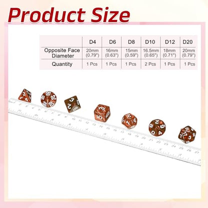 uxcell Polyhedral Dice Set, 7 Pcs Acrylic Dice for Role Playing Table Games Tabletop Gaming Accessories, Pearl Pattern Brown - color: Pearl Pattern Brown