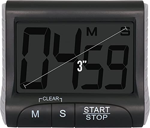 3" Large Display Kitchen Timer -Digital Timer Magnetic Back Loud Alarm On A Rope Countdown-Tanmalan