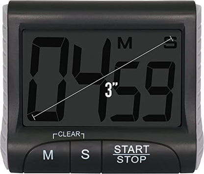 3" Large Display Kitchen Timer -Digital Timer Magnetic Back Loud Alarm On A Rope Countdown-Tanmalan