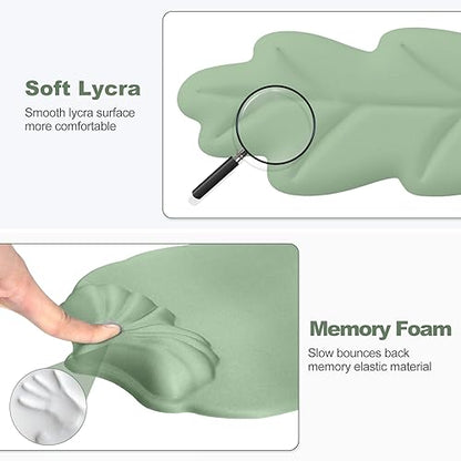 Keyboard Wrist Rest and Mouse Pad with Wrist Support Set, Ergonomic Leaf Shape Mouse Pad with Non-Slip Base, Pain Relief Memory Foam Mousepad for Computer,Laptop,Home Office, Green - color: Green