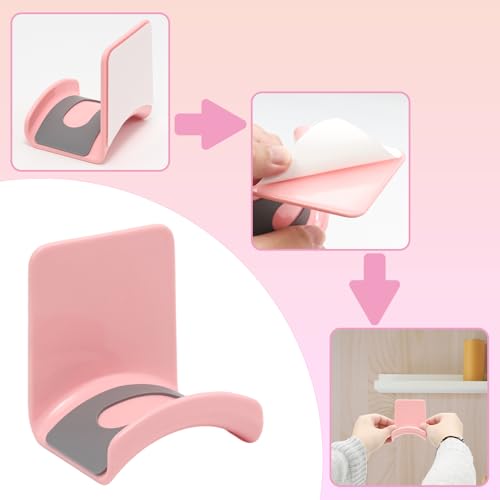 1Pcs Pink ABS Plastic Headphone Stand Hanger, Table Wall Mount Headset Holder Hook, Adhesive Earphones Hangers for Desk Headphone Hanger, Most Headphones and Controller - color: Pink, size: Wall Mount