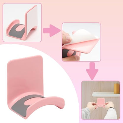 1Pcs Pink ABS Plastic Headphone Stand Hanger, Table Wall Mount Headset Holder Hook, Adhesive Earphones Hangers for Desk Headphone Hanger, Most Headphones and Controller - color: Pink, size: Wall Mount