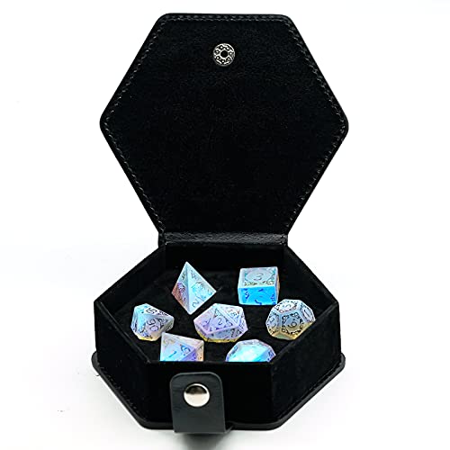 UDIXI Prism Glass Dice Set, Frosted Rainbow Glass Dice for Tabletop Games | Premium Gift Box, DM Gift, for Dungeons and Dragons Role Playing Games - color: Sandblasted Prism