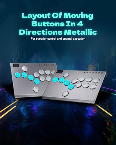 Sehawei All Metal Arcade Stick 13Keys All-Button Controller with Custom RGB & Turbo Functions,Arcade Fighting Stick for PC/Ps3/Ps4/Switch/Steam-Supports SOCD - color: M13 Silvery