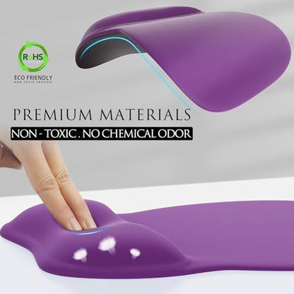 MROCO Ergonomic Mouse Pad with Gel Wrist Rest, 9.4 x 8.1 in, Violet Purple | Ergonomic Shape Design, Multiple Pattern Options, Gel Wrist Comfort, Smooth Lycra Surface, Non-Slip PU Base - color: Violet Purple