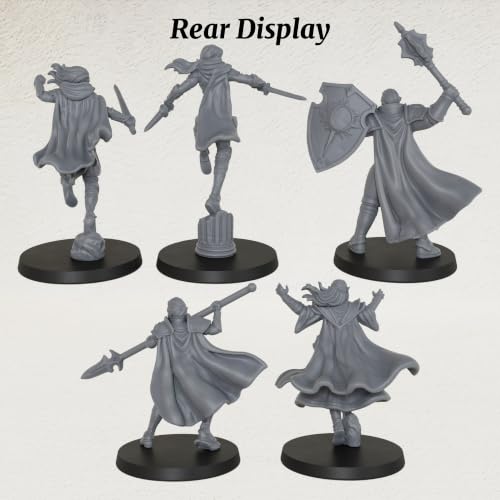 Unpainted 28mm DND Miniatures Tabletop RPG Game - Fantasy Adventurer AS1019 | 5pc Set Human Miniatures Tabletop Gaming, TTRPG Role Playing DND Minis RPG Accessory