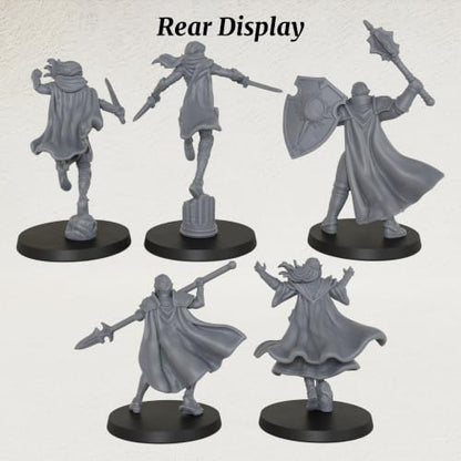 Unpainted 28mm DND Miniatures Tabletop RPG Game - Fantasy Adventurer AS1019 | 5pc Set Human Miniatures Tabletop Gaming, TTRPG Role Playing DND Minis RPG Accessory
