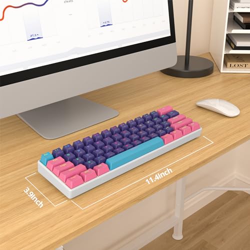 Fogruaden Wired 60% Percent Mechanical Keyboard, RGB Gaming Keyboard 60 Percent, Ultra-Compact 60 Percent Purple Keyboard for Win/Mac PC Gamer, Easy to Carry on Trip (Purple, Red Switch) - color: Purple/Red Switch