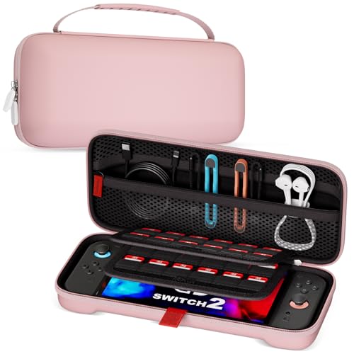 ProCase Carrying Case for Nintendo Switch 2 2025, Slim Travel Case -Pink | Hard Portable Storage Bag with 24 Game Card Slots, Protective Pouch for Switch 2 Console & Accessories, Slim Fit - color: Pink (Standard Size), size: for Nintendo Switch 2 (2025 Re