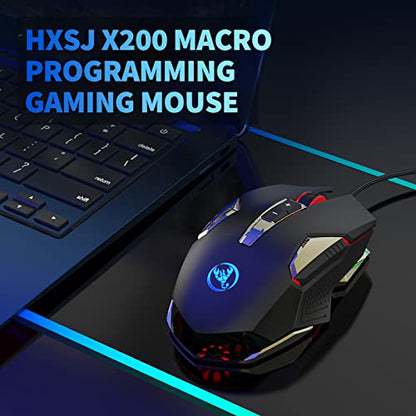 Wired Gaming Mouse with ro Programming Ergonomic Design for Gamers and Office Workers 4 Gear Adjustable DPI Colorful Lighting Effects 8 Programmable Keys