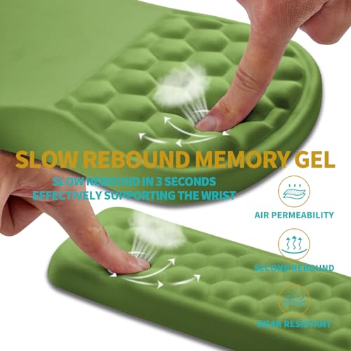 Hokafenle 2 in 1 Ergonomic Mouse Pad Wrist Support & Wrist Rest for Computer Keyboard Set, with Relieve Carpal Tunnel Pain Massage Bulge and Full Memory Gel Design (2In1 Set, Grass Green) - color: Hk018-grass Green