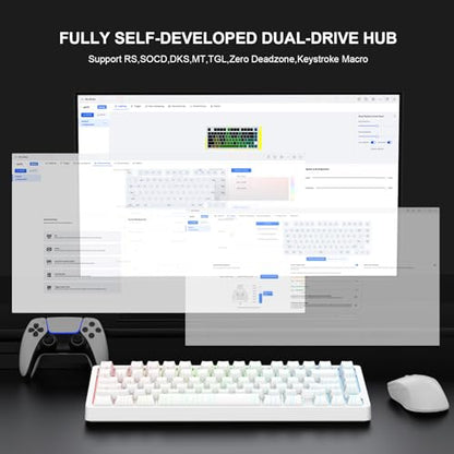 x MCHOSE Jet75 Magnetic Keyboard, 75% Wired Hall Effect Gaming Keyboard (Topograhic White, Starburst Switch) - color: Topograhic White, size: Starburst Switch