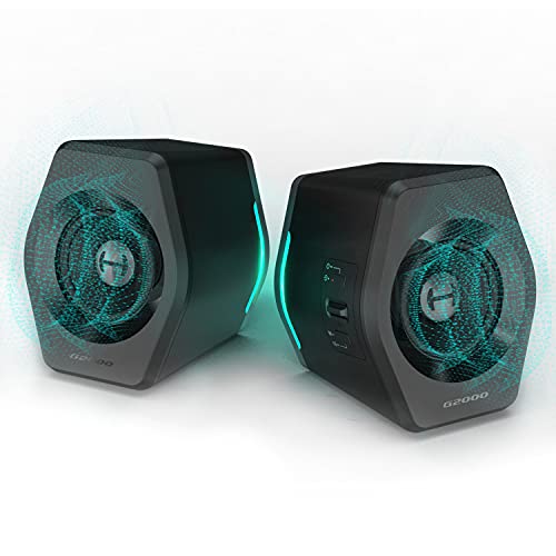 Edifier G2000 32W PC Gaming Computer Speakers for Laptop Mac Desktop Computer Woofer Speakers Bluetooth USB 3.5mm AUX Inputs RGB Lights Multimedia Speakers Black - color: Black