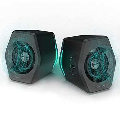 Edifier G2000 32W PC Gaming Computer Speakers for Laptop Mac Desktop Computer Woofer Speakers Bluetooth USB 3.5mm AUX Inputs RGB Lights Multimedia Speakers Black - color: Black
