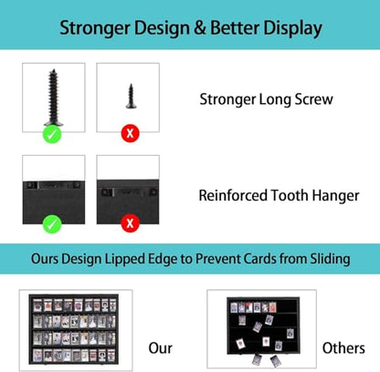 VERANI 36 Graded Sports Baseball Card Display Case Wall Mount Black | Lockable Trading Card Wall Cabinet,98% UV Block Acrylic Panel,Premium Wood Frame,Vertical Wall Mount Only - size: Large-Horizontal-Black-GoldLock
