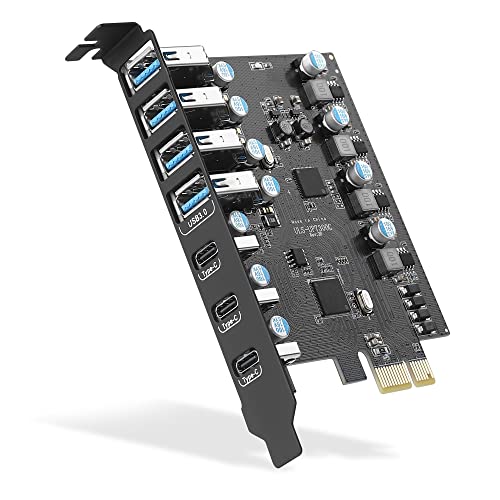 Sinefine PCIe to USB 3.0 Expansion Card 7 USB Ports (4 Type-A and 3 Type-C Ports), PCI Express USB Add in Card for Desktop PC Host Card - color: 4 USB A and 3 USB C