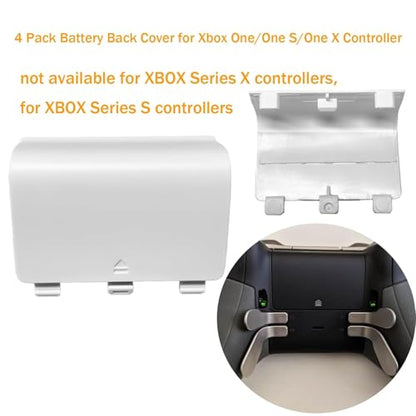 4 Pack Battery Back Cover for Xbox One, One S, One X Controller (NOT for Xbox SeriesS/X), Replacement Battery Back Shell Covers for Xbox One/One S/One X Controllers (Black&White) - color: Black&White