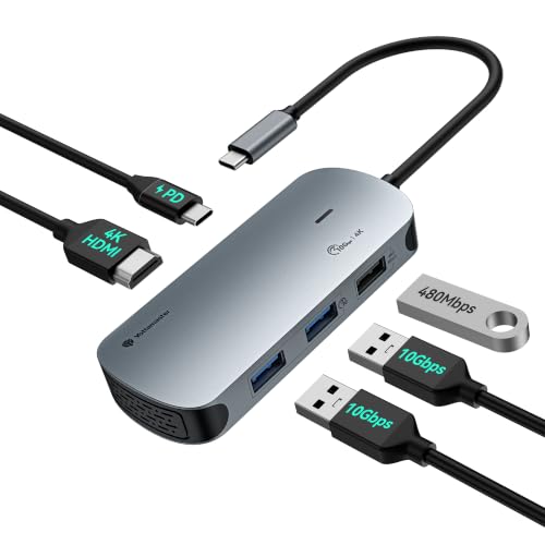 Yottamaster USB C Hub 5-in-1 with 4K HDMI for MacBook/iPad/iMac | USB C to HDMI with 100W PD, 4K@60Hz HDMI, 2*USB 3.2 Gen 2 10Gbps Data Transfer Ports, 1 USB 2.0 Port