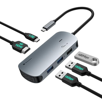 Yottamaster USB C Hub 5-in-1 with 4K HDMI for MacBook/iPad/iMac | USB C to HDMI with 100W PD, 4K@60Hz HDMI, 2*USB 3.2 Gen 2 10Gbps Data Transfer Ports, 1 USB 2.0 Port