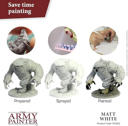 The Army Painter, Colour Primer Matt White, 400 ml spray acrilico | Primer bianco opaco per dipingere miniature Warhammer e Dungeons and Dragons - color: Matt White
