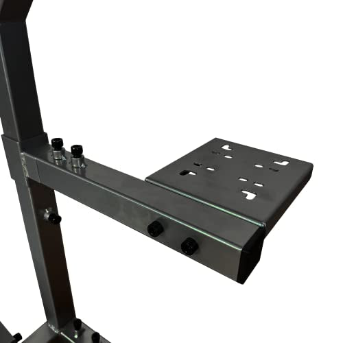 GTR Simulator GTA-F Racing Cockpit | Silver Frame with Triple/Single Monitor Stand | Adjustable Leatherette Seat | Stable & Ergonomic | Compatible with All Wheels & Pedals for PC & Console - color: Black, Red White