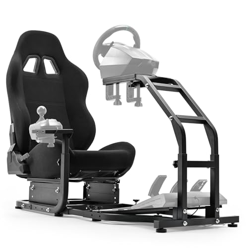Marada Adjustable Racing Simulator Cockpit with Comfort Racing Seat Fit for Logitech G25 G27 G29 G920 G923, for Thrustmaster T80 T300RS TX F458 T500RS, Race Driving Sim Stand No Steering Wheel/Pedal