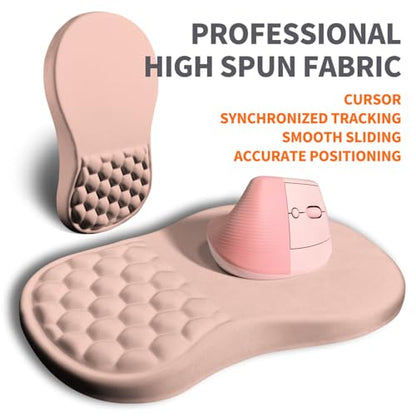 Ergonomic Joint Wrist Support Mouse Pad with Memory Foam Cushion Massage Bump, Carpal Tunnel Pain Relief Mousepad Slope Design for Wrist Rest, 11.8x7.9 in, Rose Pink - color: Rose Pink