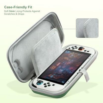UYIYE Protective Carrying Case Compatible with Nintendo Switch 2 2025, Hard EVA Travel Case with Soft Lining, Anti-Shake Strap, Joystick Protection & 9 Game Card Slots for Switch 2 Console 7.9''-Sage - color: Sage gradient