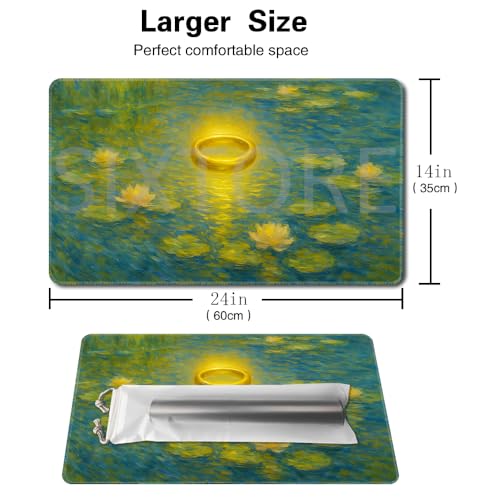 Board Game 14x24in MTG Playmat Compatible for OCG CCG RPG TCG Playmats (Golden Halo in Water) - color: Golden Halo in Water