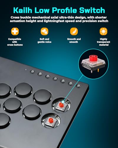 Sehawei Haute42 All Metal Arcade Stick 13Keys All-Button Controller with Custom RGB & Turbo Functions,Arcade Fighting Stick for PC/Ps3/Ps4/Switch/Steam-Supports SOCD - color: M13 Black