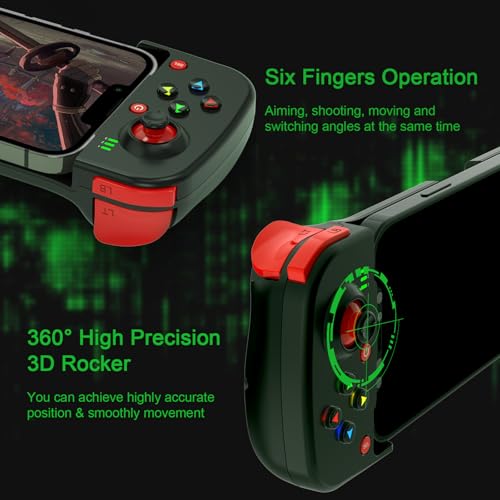 Joso Phone Controller for iPhone/Android Support Phone Case, Mobile Gaming Controller with Ergonomic Design - Wireless Gamepad for Cloud Gaming & PS Remote Play - color: Black