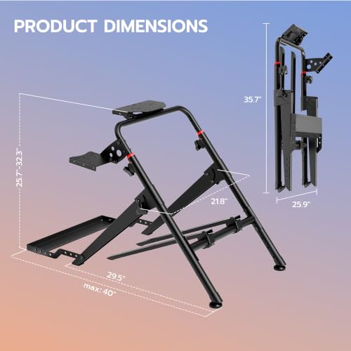 ARES WING Foldable Sim Racing Wheel Stand with Chair Fixing Slot | Formula & GT Racing Simulator Cockpit Compatible with Fanatec Thrustmaster Logitech Moza Racing Games for PS5 PS4 Xbox and PC - size: Stand with Chair Fixing