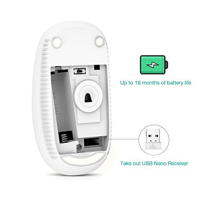 VssoPlor Wireless Mouse, 2.4G Slim Computer Laptop Mouse, Pure White | Portable Mouse, Plug & Play USB Nano Receiver, Quiet Silent Optical Mice for Notebook, PC, Laptop, Computer, Windows, Mac - color: White