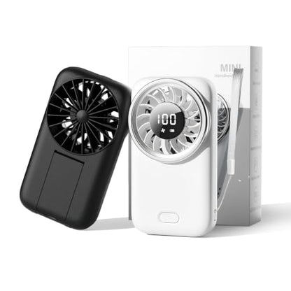 (2 Pack) Portable Handheld Mini Fan with Stand Personal Pocket fan | 5 Gear & 1-100 Stepless Speed Desk Fan Rechargeable, Compact Cooling Essential for Travel, Makeup, Summer Gift White & Black - color: 2pcs Mini Fan