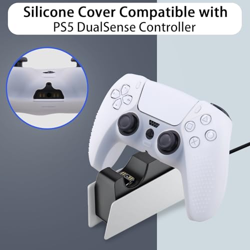 Baval Silicone Cover for Playstation 5 PS5 DualSense Wireless Controller | Scratch-resistant, Easy install, Silicone Construction, Portable Carrying Silicone Cover, Clear White Silicone Cover - color: White Silicone Cover