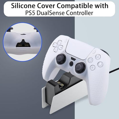 Baval Silicone Cover for Playstation 5 PS5 DualSense Wireless Controller | Scratch-resistant, Easy install, Silicone Construction, Portable Carrying Silicone Cover, Clear White Silicone Cover - color: White Silicone Cover