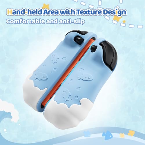 GeekShare Protective Case Compatible with Joy Con of Switch 2 Controllers,Silicone Switch Controller Skin, Anti-Slip Protective Case for Switch 2 (2025) with 2 Thumb Grips - Shark Party