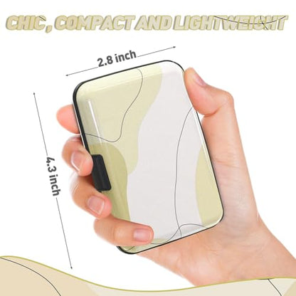 Credit Card Holder, Beige Mini RFID Aluminum Card Wallet Business Card Case | Small Blocking Slim Metal RFID Blocking Front Pocket Wallet Hard Case Durable CC Holder for Women Girls Arts - color: Art Modern Brown