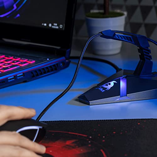 KLIM Bungee Holder for Gaming Mouse - 3 x USB 3.0 Hub - Multi Functional Product - Backlit - Wired Mouse Cable Holder - [ New Version ] (Renewed)