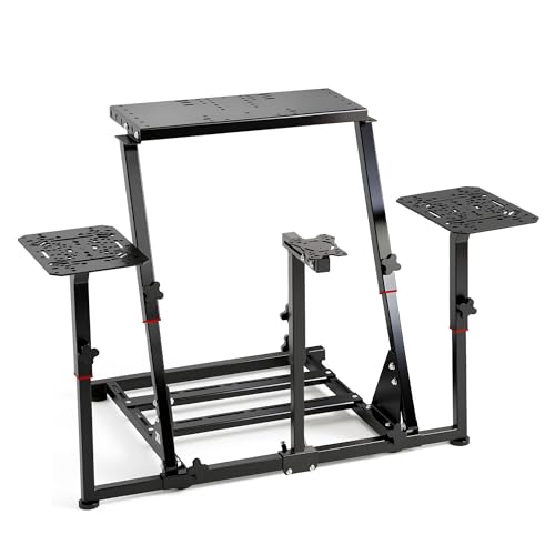 XRhinorth Flight Simulation Stand Fight Sim Monut for Throttle and Joystick for Logitech X52 / X52 PRO / X55 / X56 for Thrustmaster T.16000M / TWCS/TQS/TCA Series (with Middle Mount) - color: Black-1A