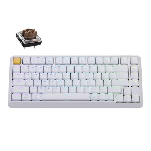 Keychron KJ1 Low Profile Wireless Mechanical Keyboard - 75% Layout Brown Switch, QMK RGB Backlit, 2.4G/Bluetooth/USB-C, Double-Shot PBT Keycaps, 2000mAh Battery, Mac/Win/Linux Compatible - White - style: White - Brown Switch
