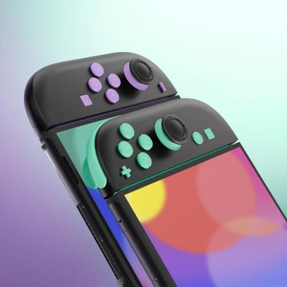 eXtremeRate DIY Replacement Full Set Buttons for Joycon 2, Custom ABXY Direction Keys Dpad + - C Home Capture Release L R ZR ZL Trigger Buttons for Nintendo Switch 2 Controller - Purple & Green - color: Purple & Green